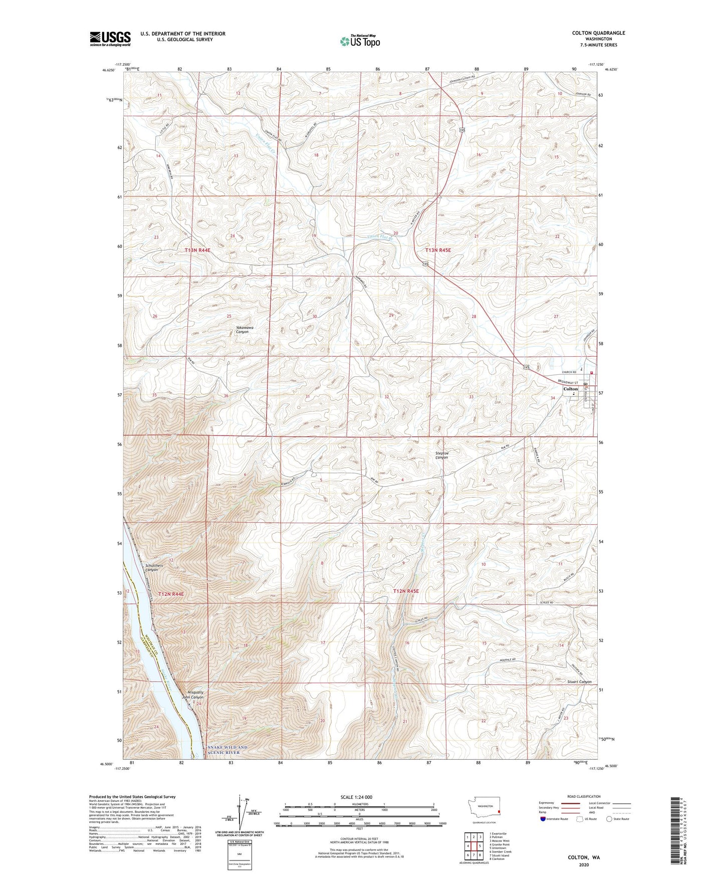Colton Washington US Topo Map Image