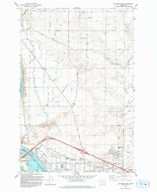Classic USGS Columbia Point Washington 7.5'x7.5' Topo Map Image