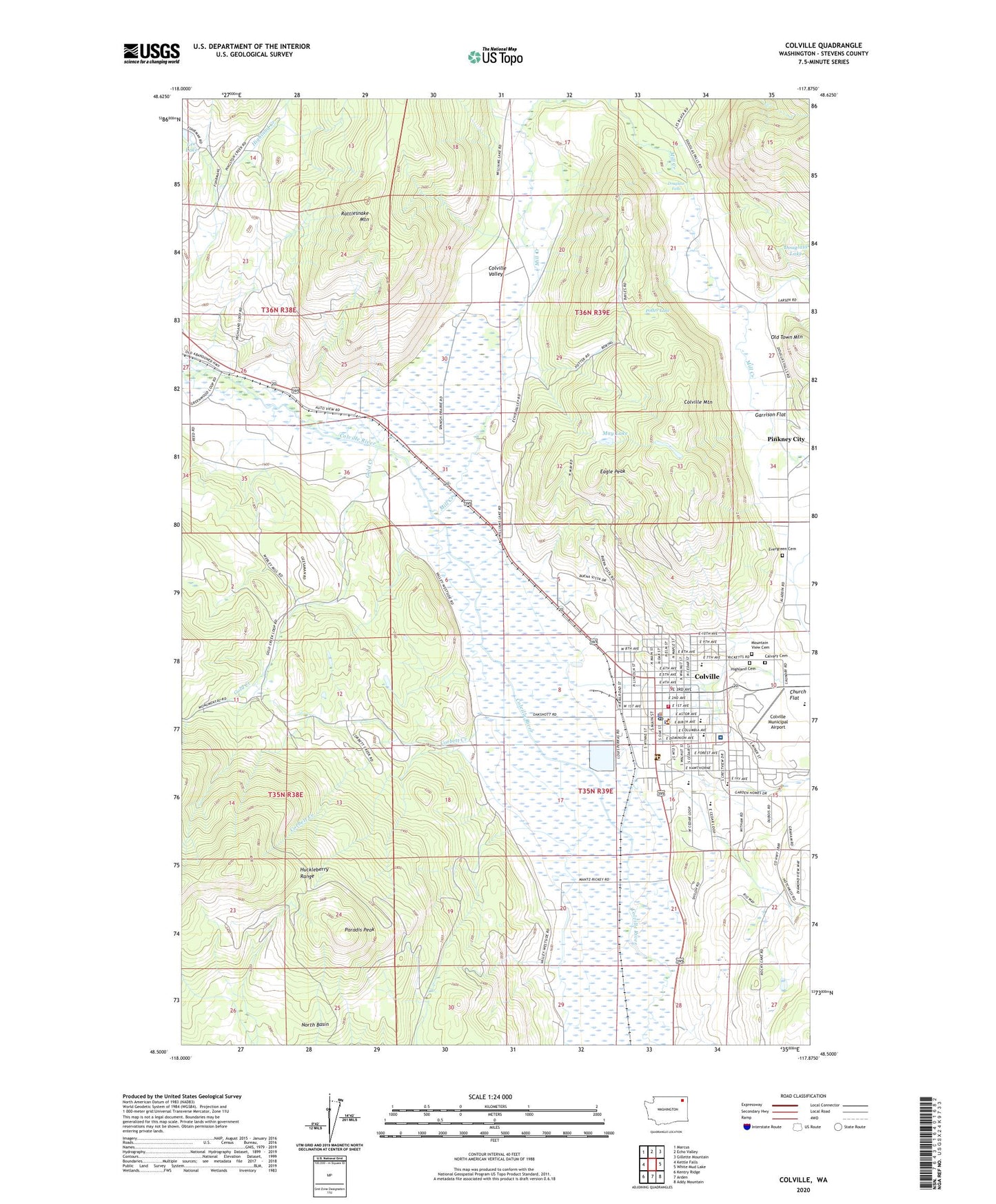 Colville Washington US Topo Map Image