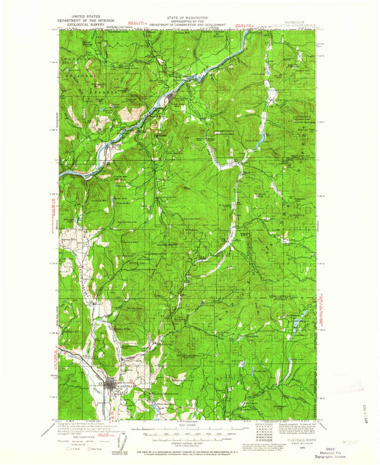 Historic 1929 Colville Washington 30'x30' Topo Map Image