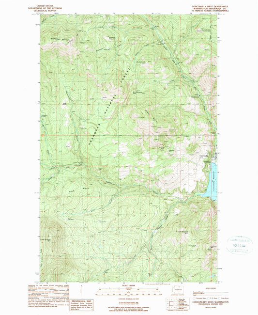 Classic USGS Conconully West Washington 7.5'x7.5' Topo Map Image