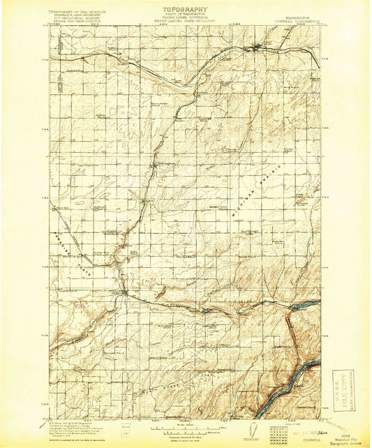 Historic 1918 Connell Washington 30'x30' Topo Map Image