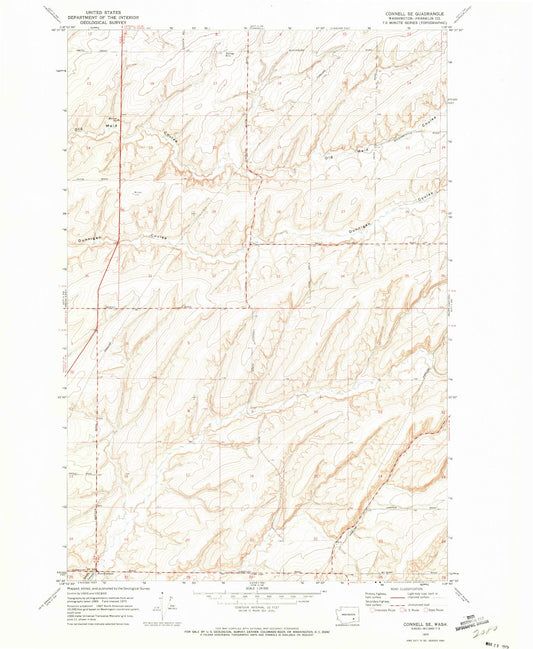 Classic USGS Connell SE Washington 7.5'x7.5' Topo Map Image