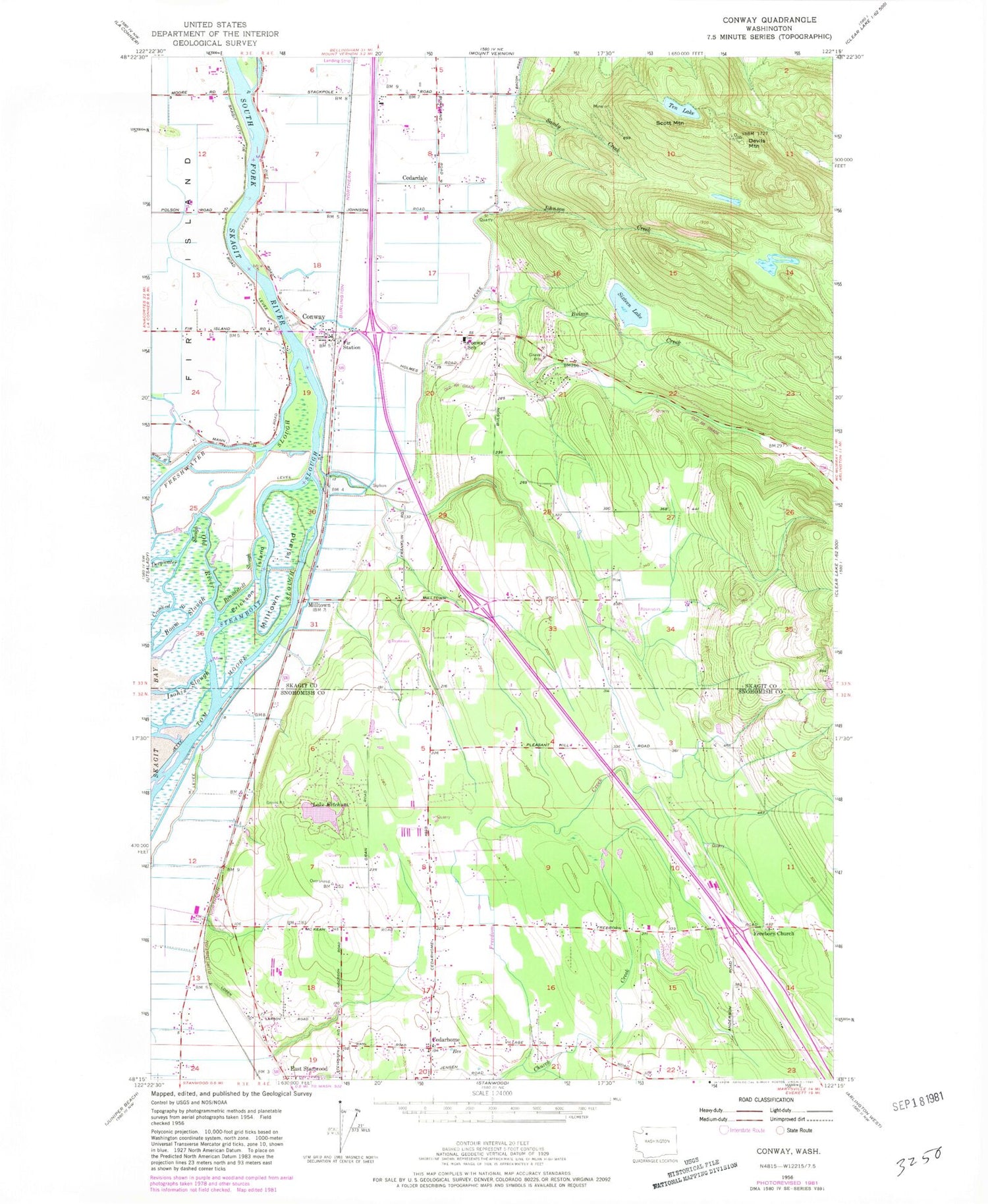 Classic USGS Conway Washington 7.5'x7.5' Topo Map Image