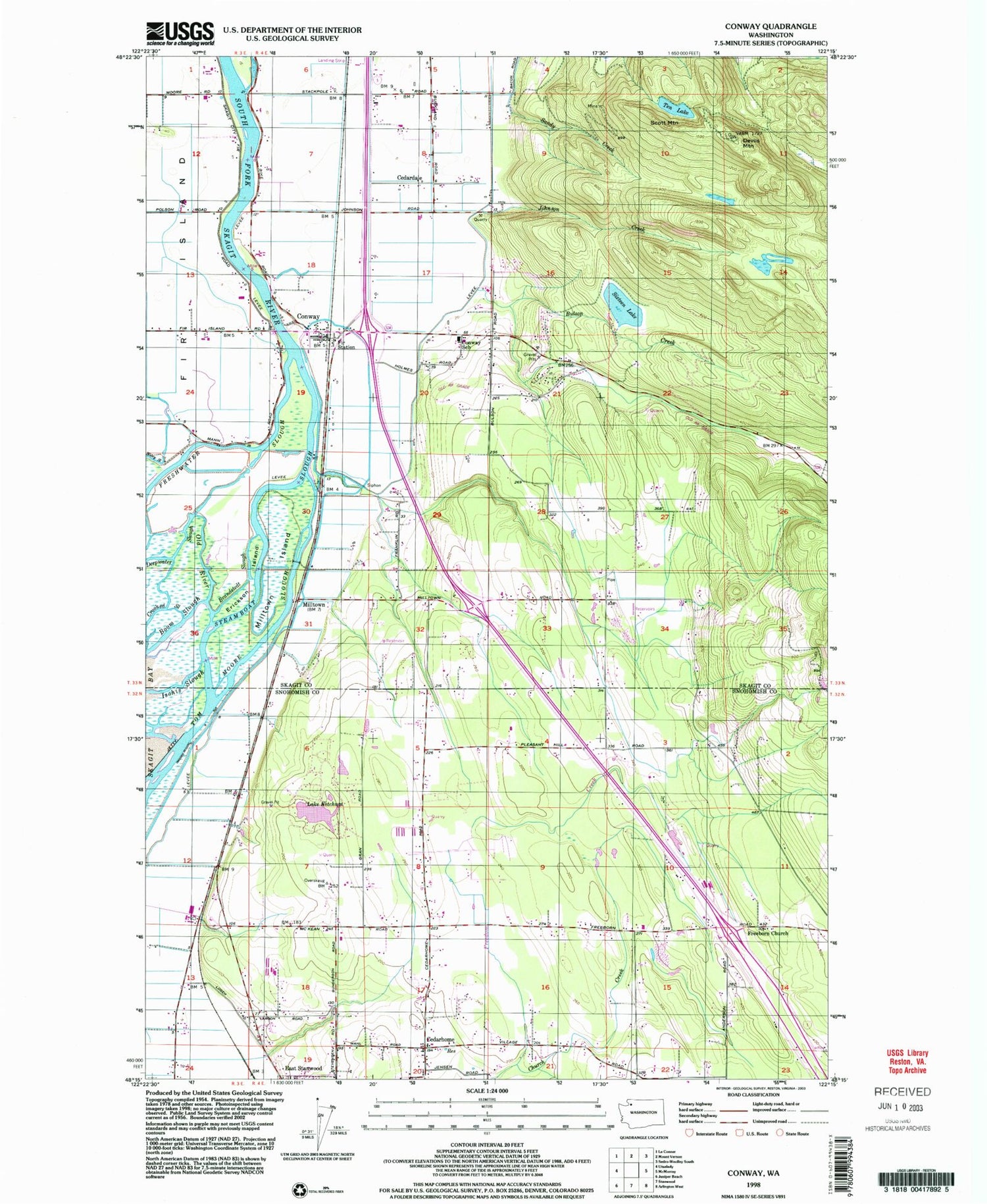 Classic USGS Conway Washington 7.5'x7.5' Topo Map – MyTopo Map Store