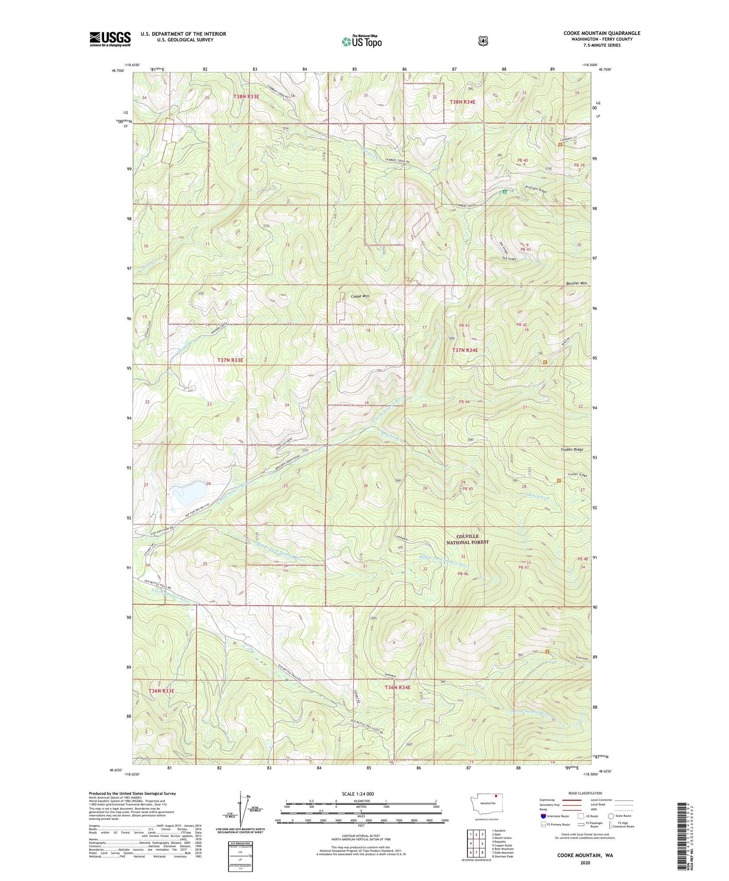 Cooke Mountain Washington US Topo Map Image