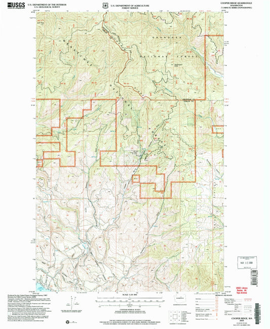 Classic USGS Cooper Ridge Washington 7.5'x7.5' Topo Map Image