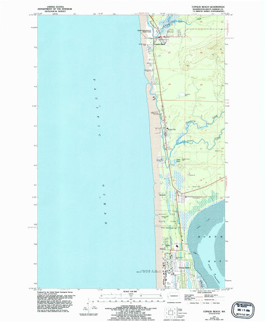 Classic USGS Copalis Beach Washington 7.5'x7.5' Topo Map Image