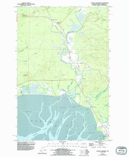 Classic USGS Copalis Crossing Washington 7.5'x7.5' Topo Map Image
