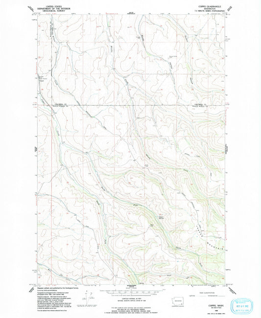 Classic USGS Coppei Washington 7.5'x7.5' Topo Map Image