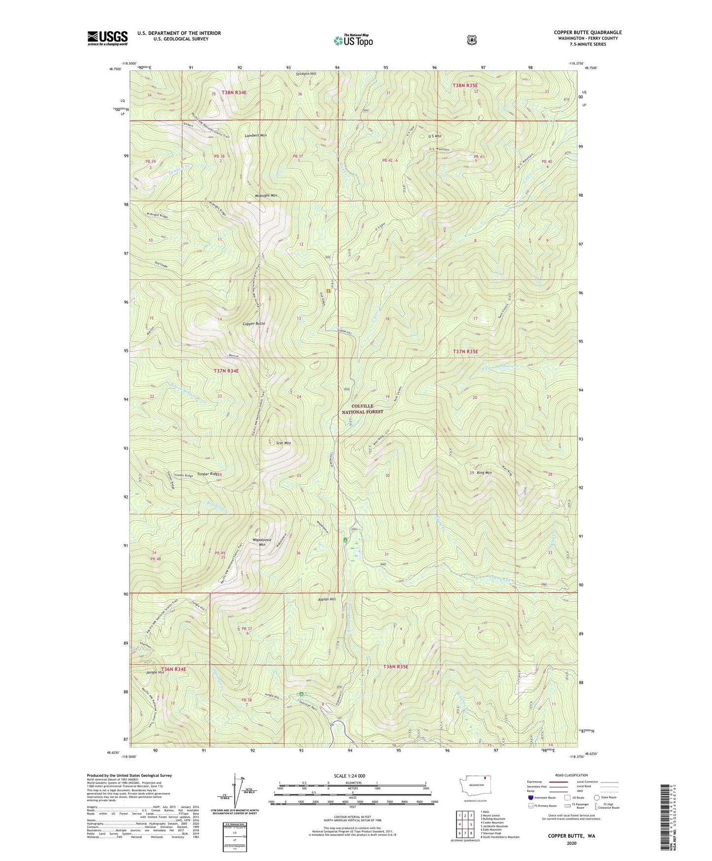 Copper Butte Washington US Topo Map Image