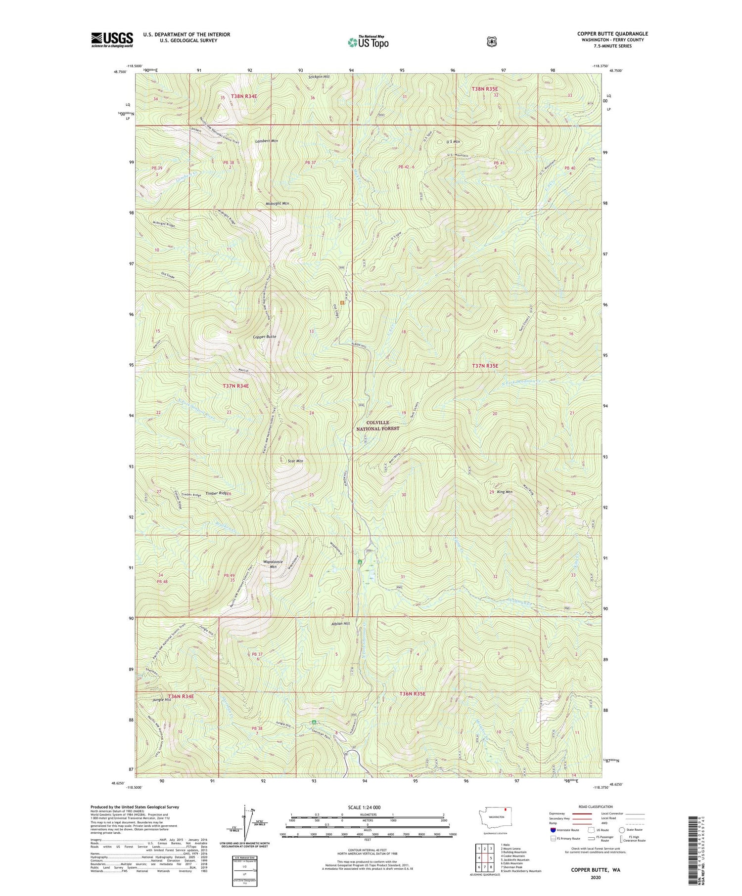 Copper Butte Washington US Topo Map Image