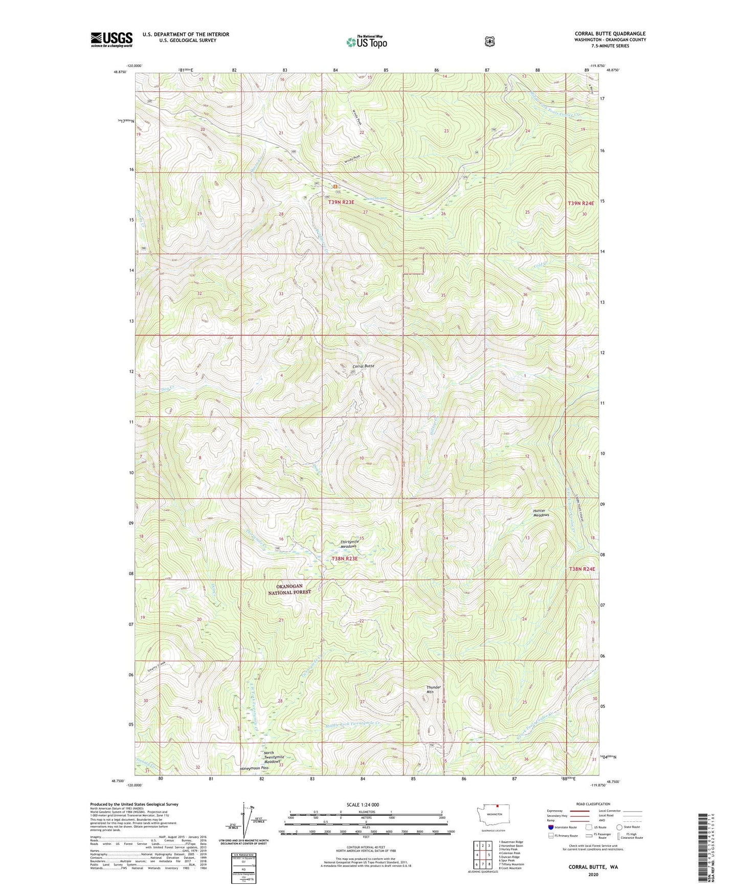 Corral Butte Washington US Topo Map Image