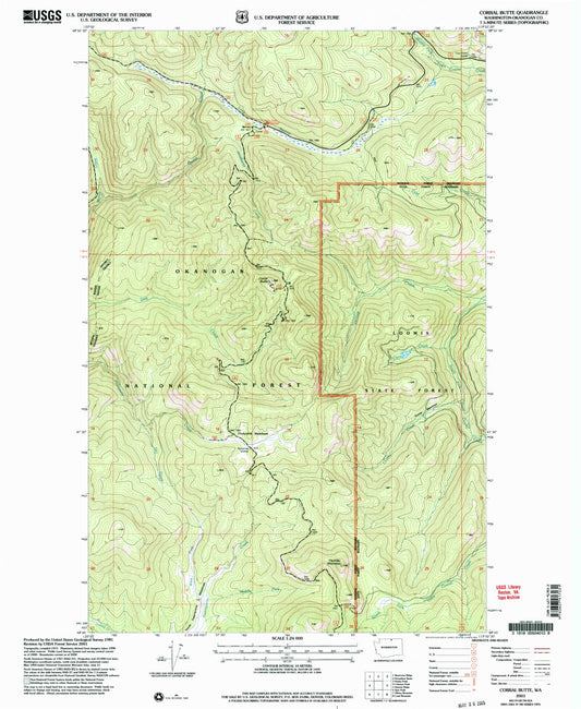 Classic USGS Corral Butte Washington 7.5'x7.5' Topo Map Image