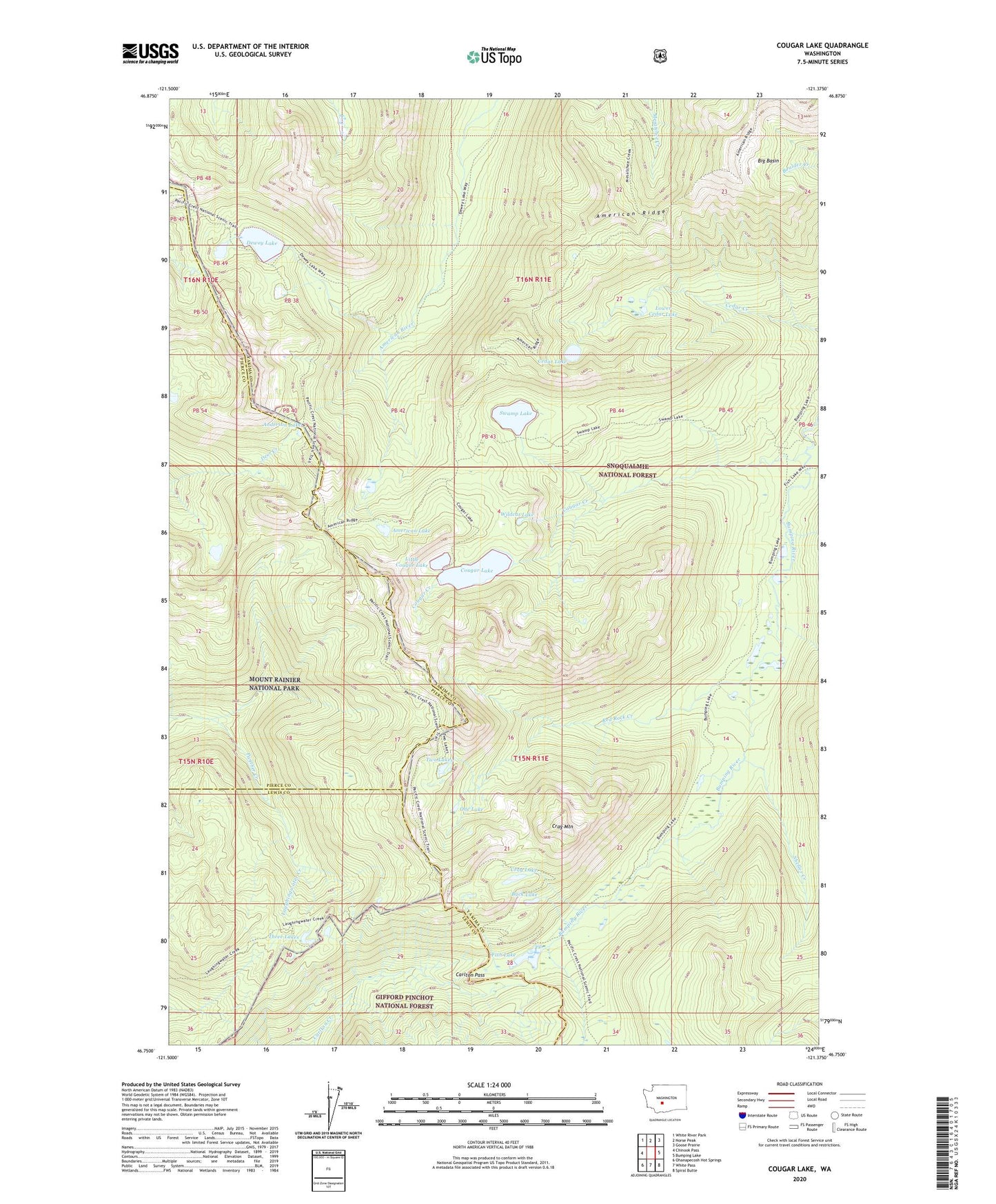 Cougar Lake Washington US Topo Map Image