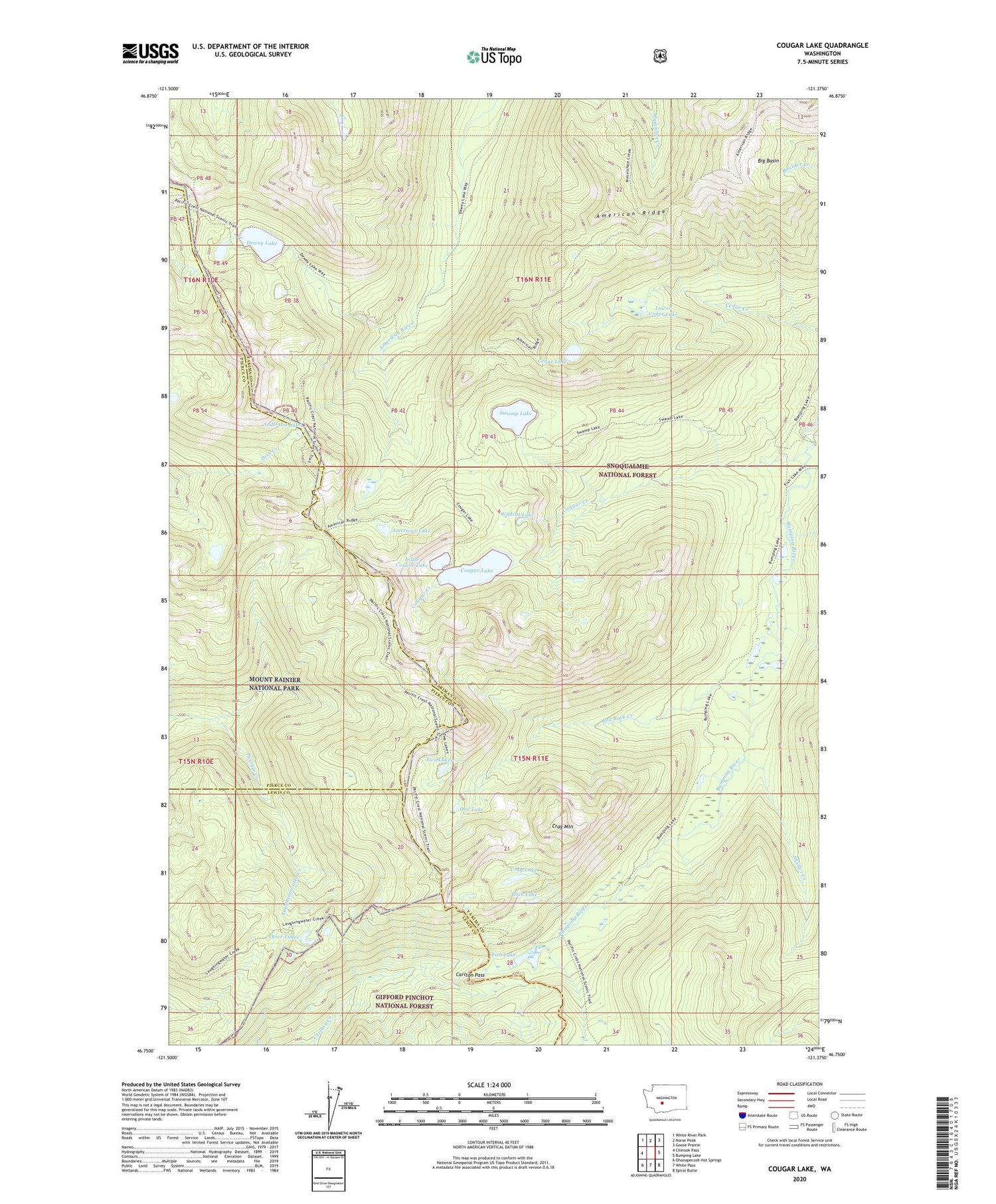 Cougar Lake Washington US Topo Map Image