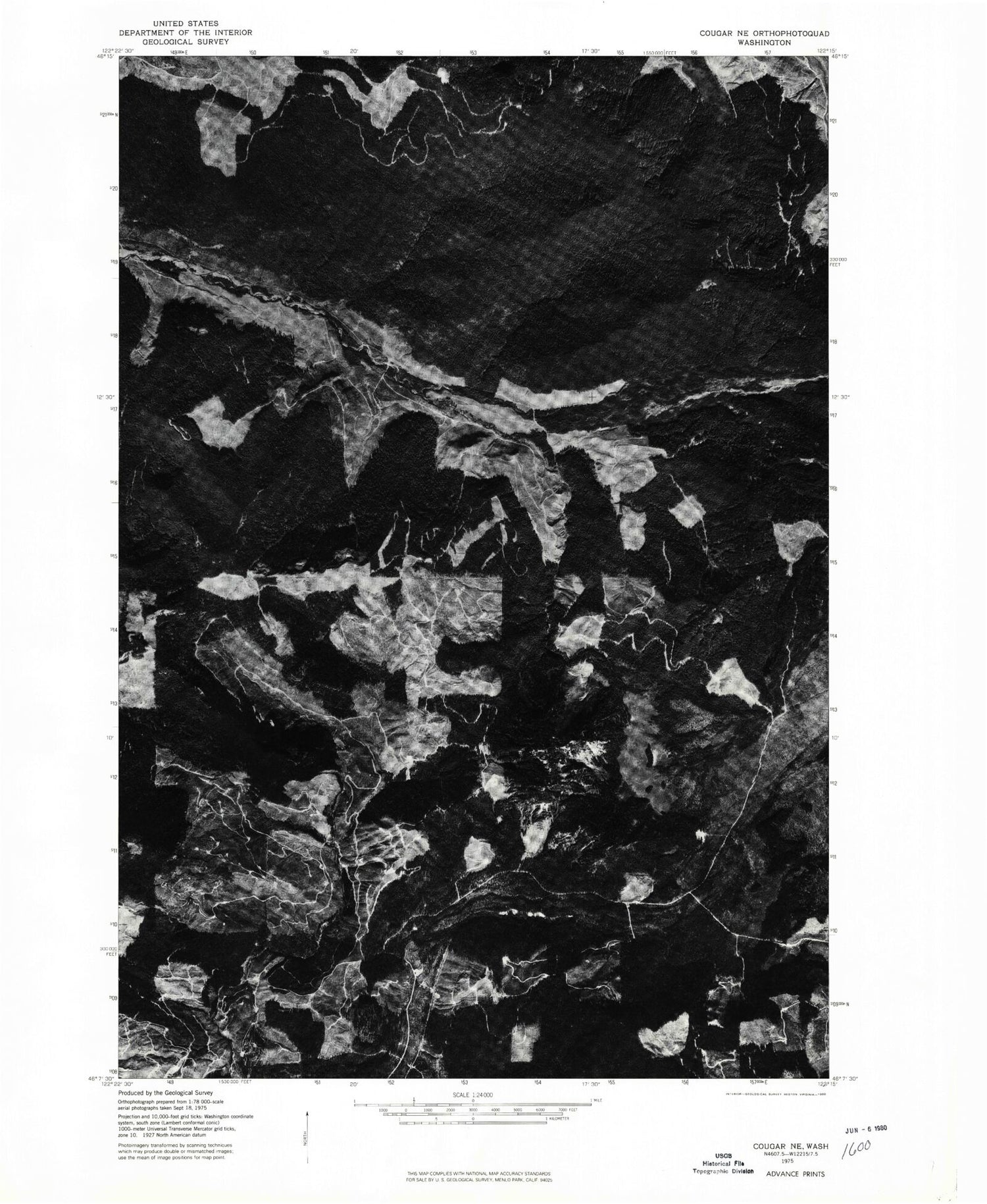 Classic USGS Goat Mountain Washington 7.5'x7.5' Topo Map Image