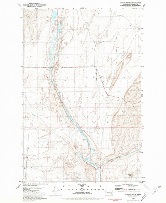 Classic USGS Coyote Butte Washington 7.5'x7.5' Topo Map Image