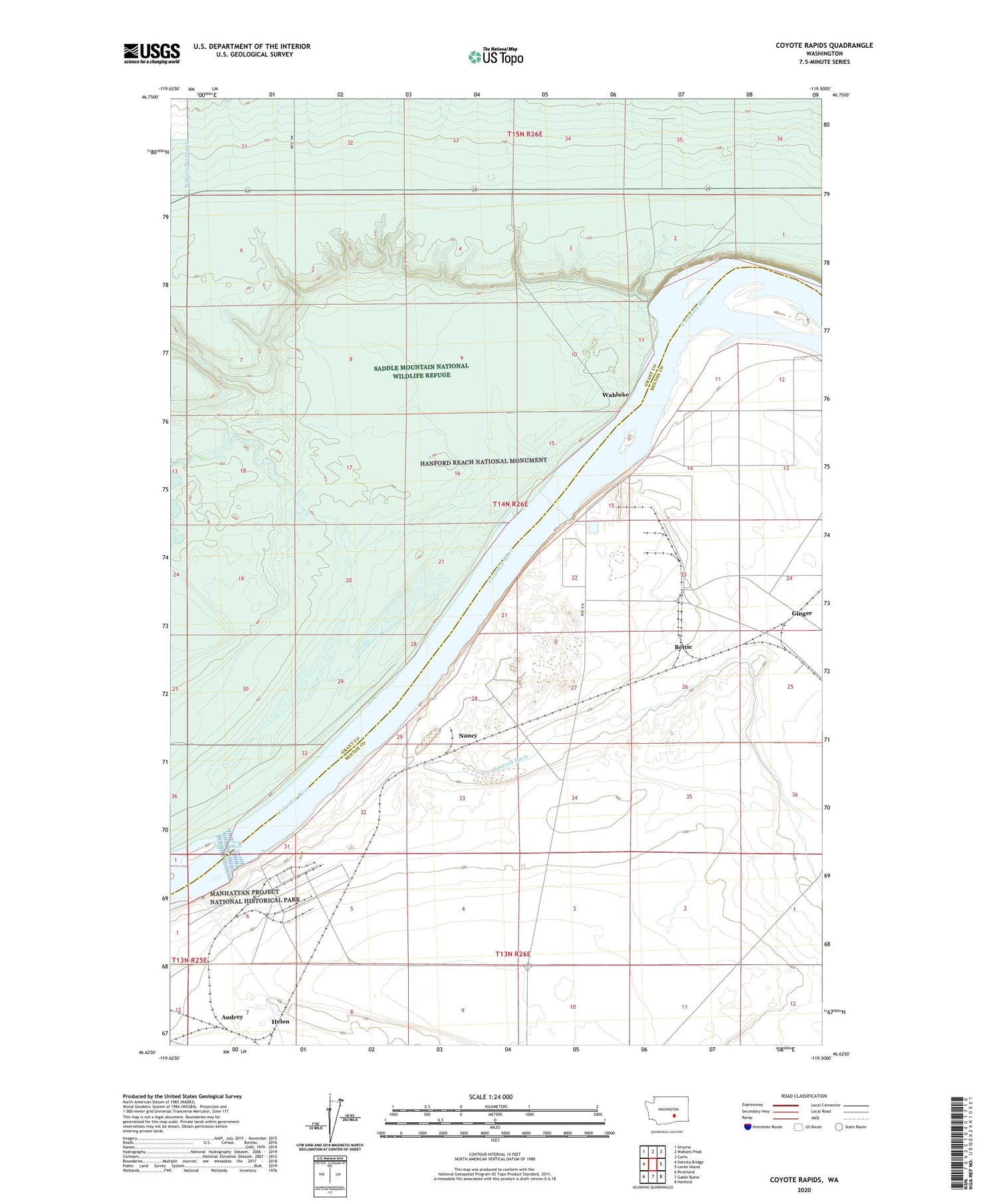 Coyote Rapids Washington US Topo Map Image