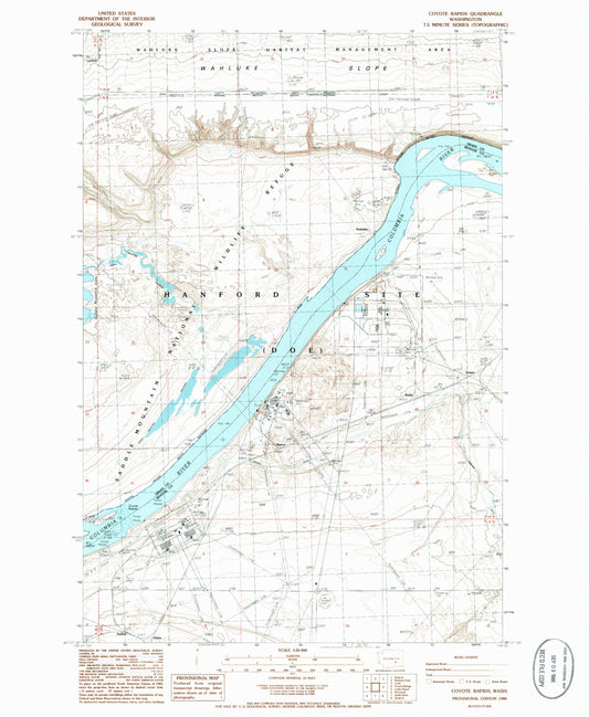 Classic USGS Coyote Rapids Washington 7.5'x7.5' Topo Map Image