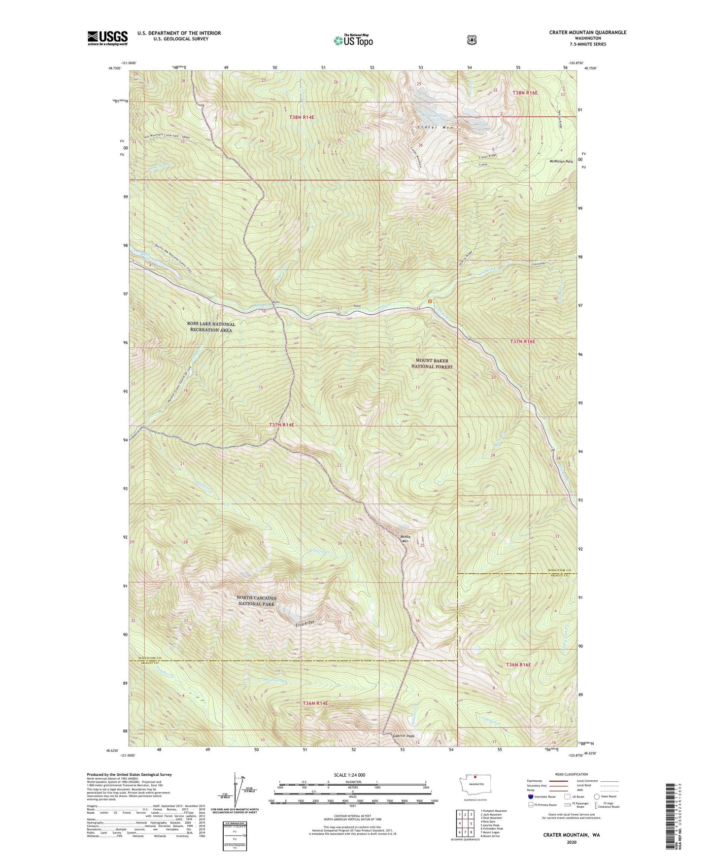 Crater Mountain Washington US Topo Map Image