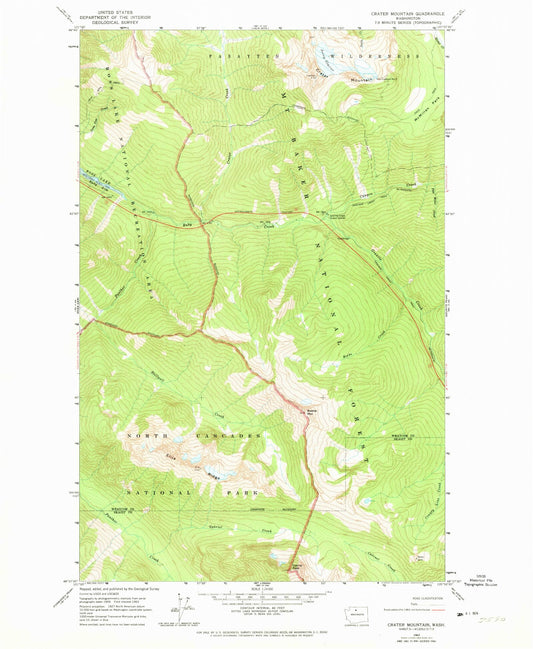 Classic USGS Crater Mountain Washington 7.5'x7.5' Topo Map Image