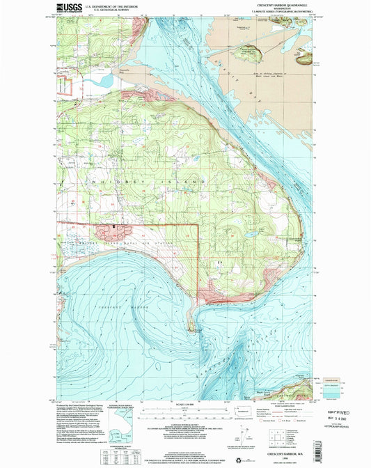 Classic USGS Crescent Harbor Washington 7.5'x7.5' Topo Map Image