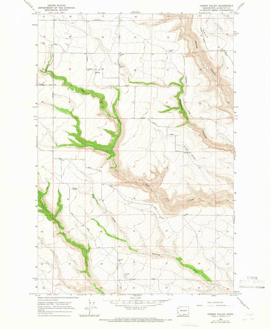 Classic USGS Crider Valley Washington 7.5'x7.5' Topo Map Image