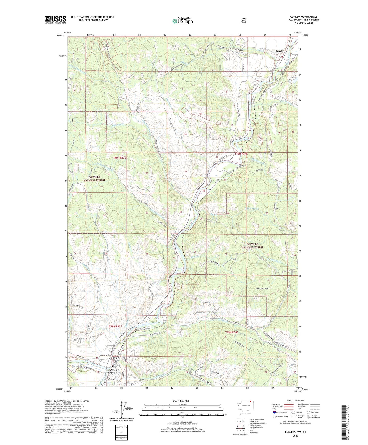 Curlew Washington US Topo Map Image