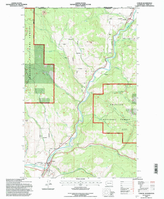 Classic USGS Curlew Washington 7.5'x7.5' Topo Map Image