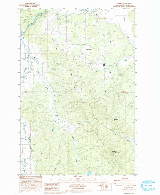Classic USGS Curtis Washington 7.5'x7.5' Topo Map Image