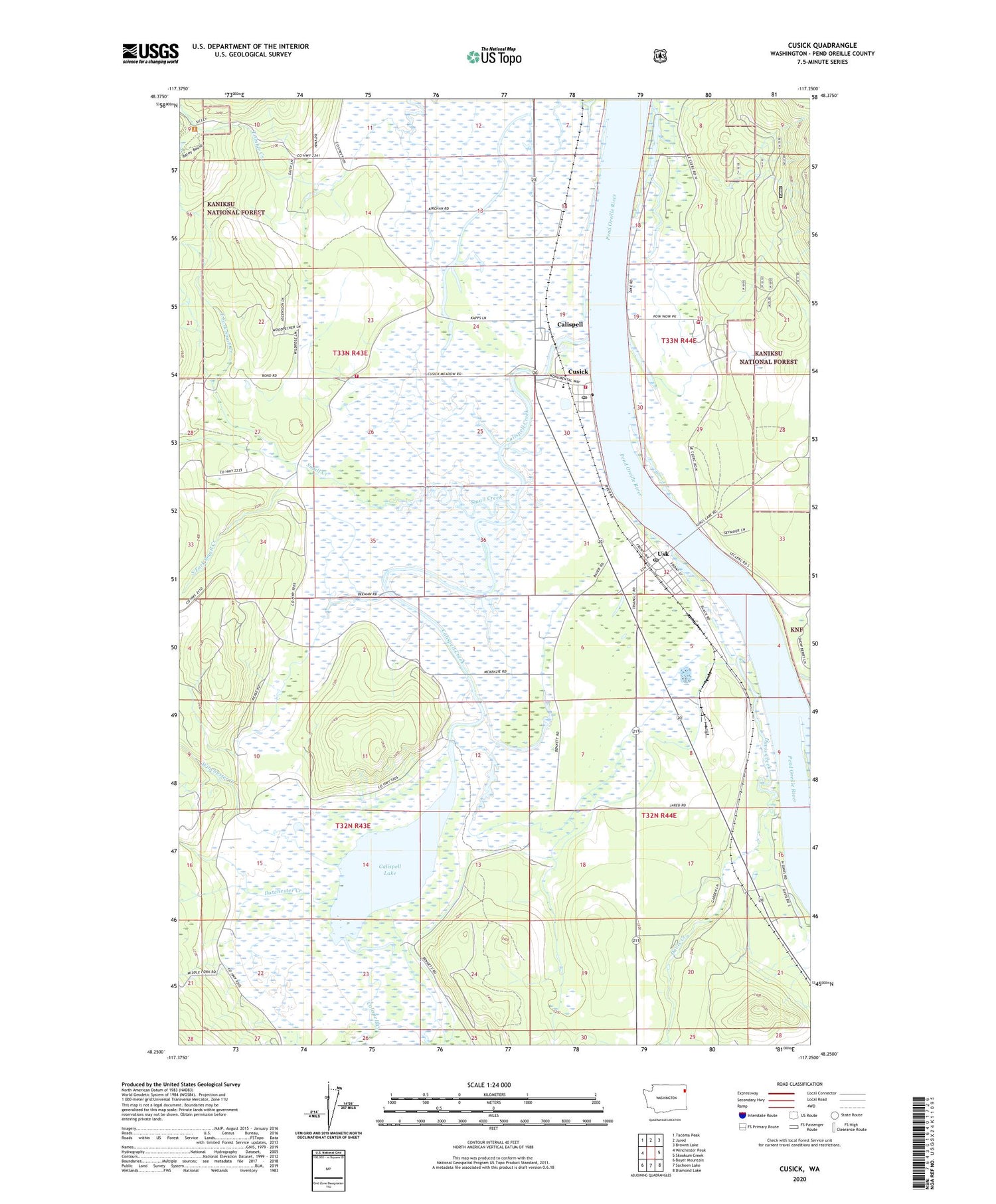 Cusick Washington US Topo Map Image