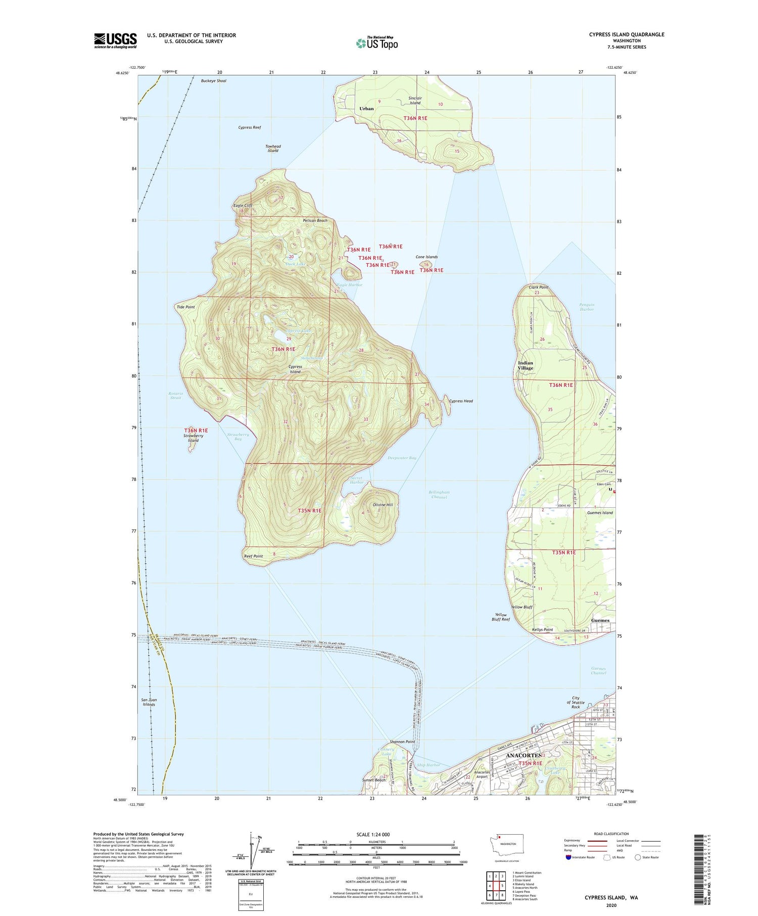 Cypress Island Washington US Topo Map Image