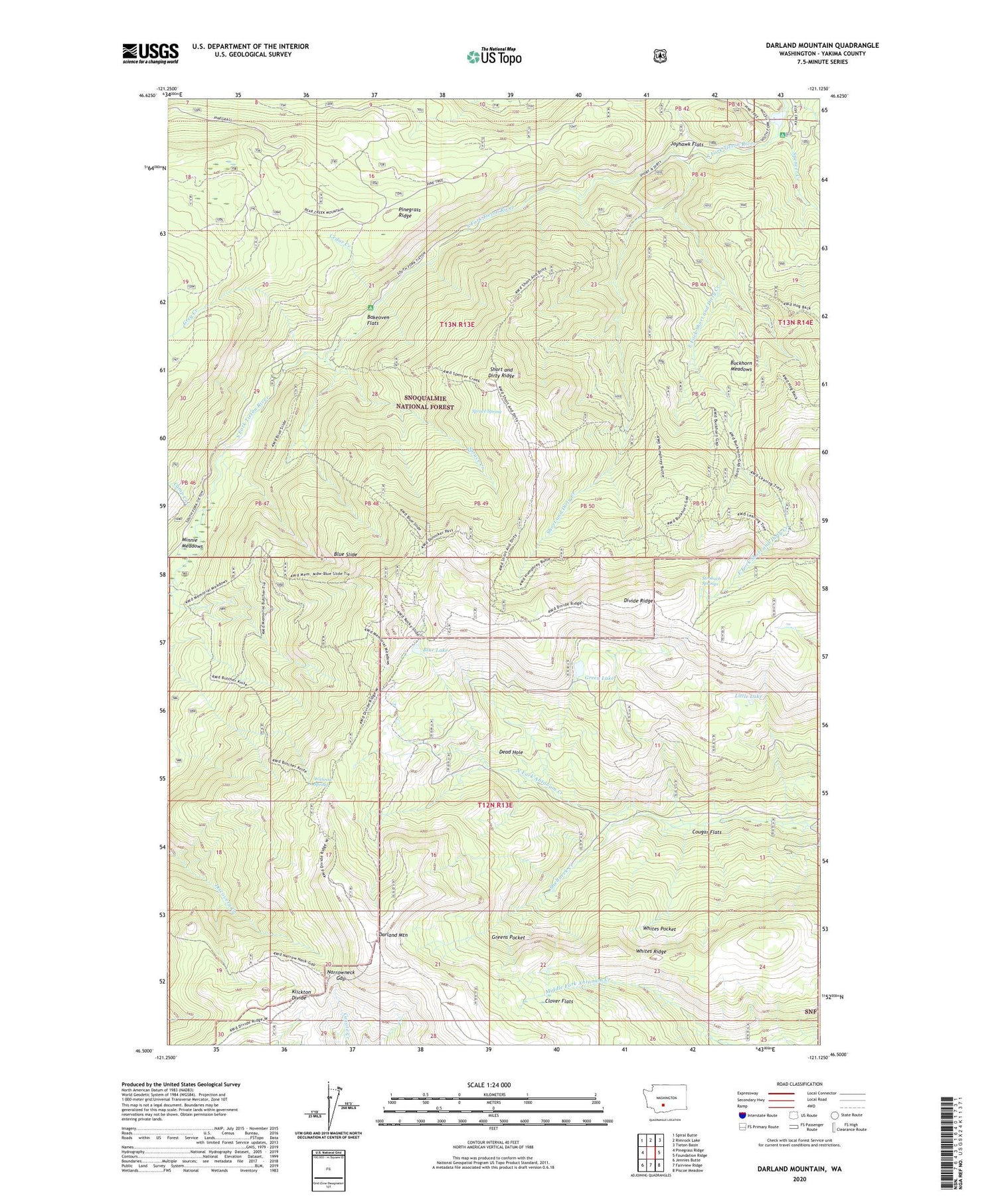 Darland Mountain Washington US Topo Map Image