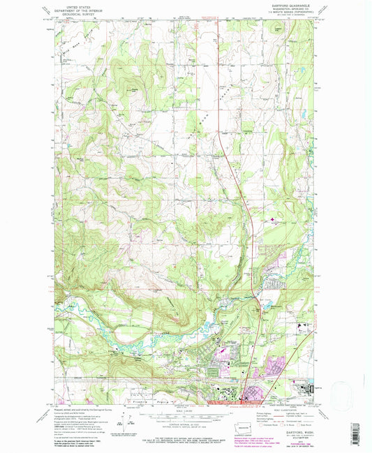 Classic USGS Dartford Washington 7.5'x7.5' Topo Map Image