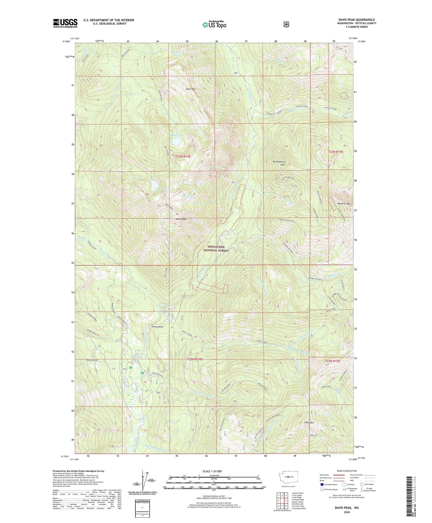 Davis Peak Washington US Topo Map Image