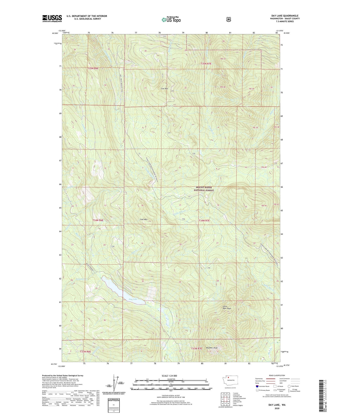 Day Lake Washington US Topo Map Image