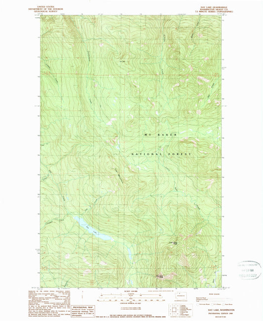 Classic USGS Day Lake Washington 7.5'x7.5' Topo Map Image