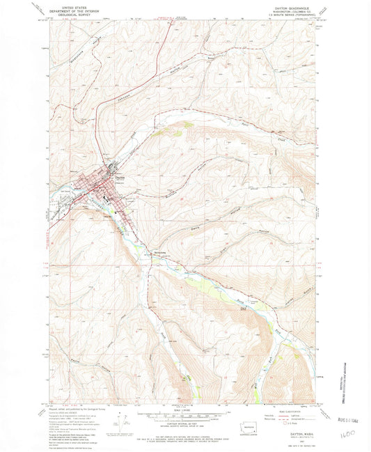 Classic USGS Dayton Washington 7.5'x7.5' Topo Map Image