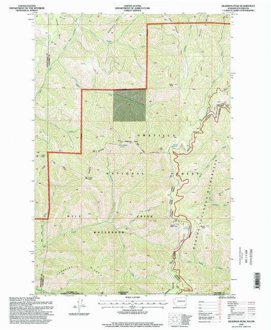 Classic USGS Deadman Peak Washington 7.5'x7.5' Topo Map Image