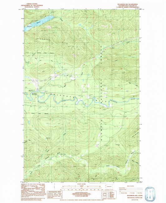 Classic USGS Deadmans Hill Washington 7.5'x7.5' Topo Map Image