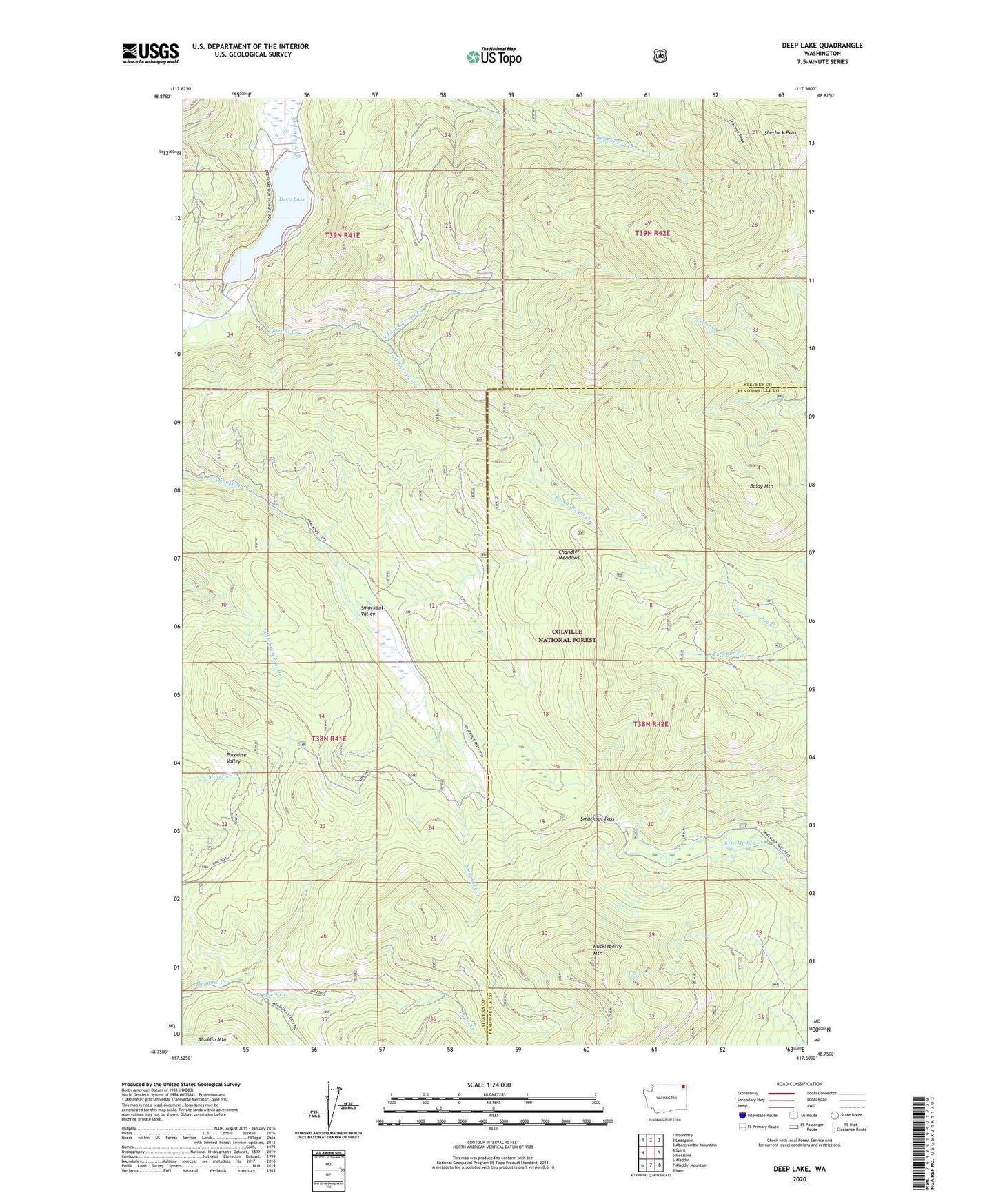 Deep Lake Washington US Topo Map Image
