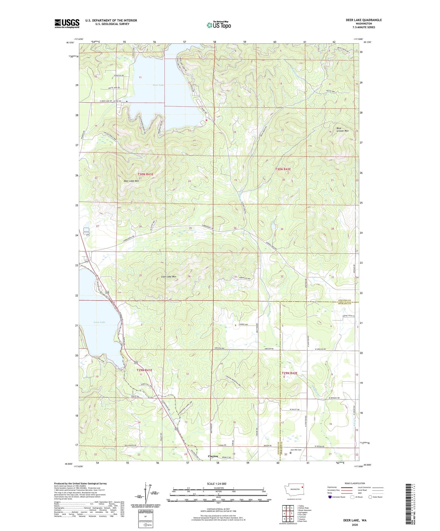 Deer Lake Washington US Topo Map Image