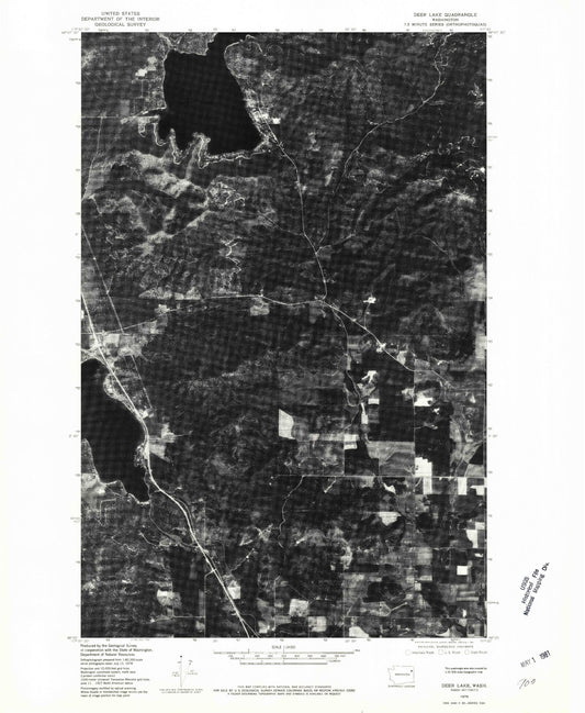 Classic USGS Deer Lake Washington 7.5'x7.5' Topo Map Image