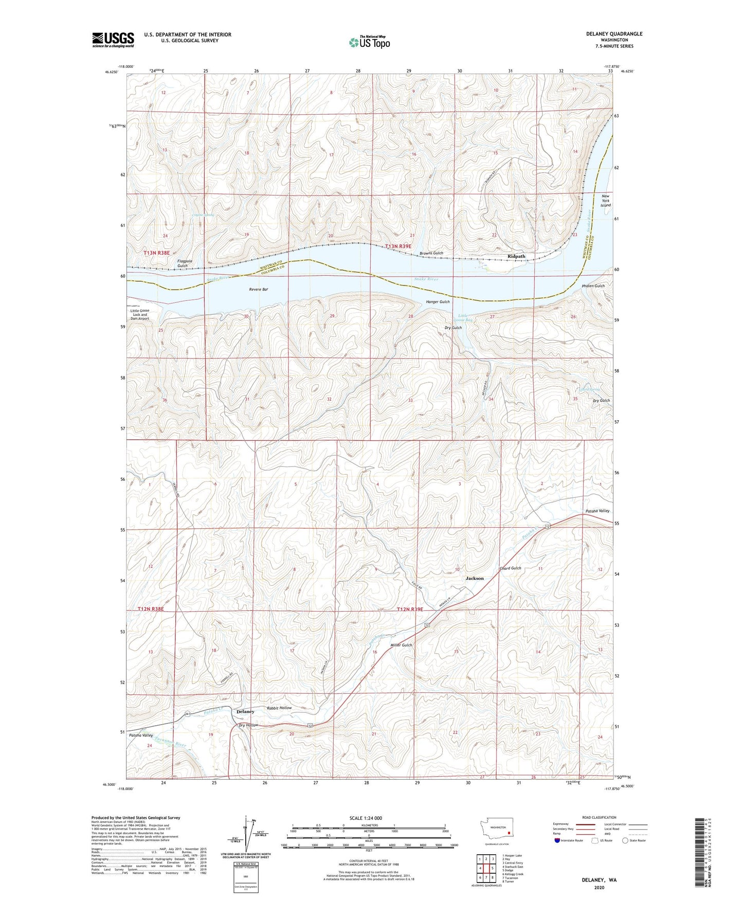 Delaney Washington US Topo Map Image