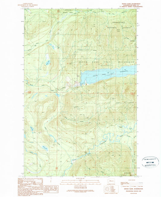 Classic USGS Devils Slide Washington 7.5'x7.5' Topo Map Image