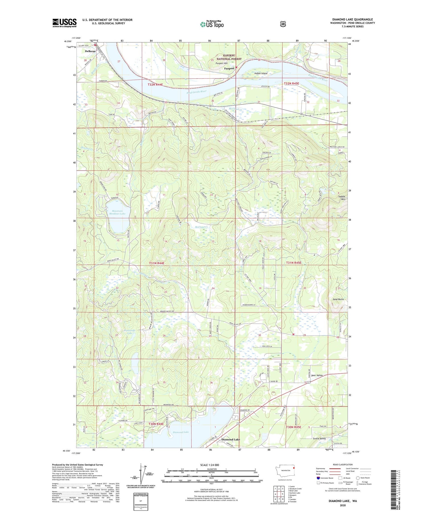 Diamond Lake Washington US Topo Map Image