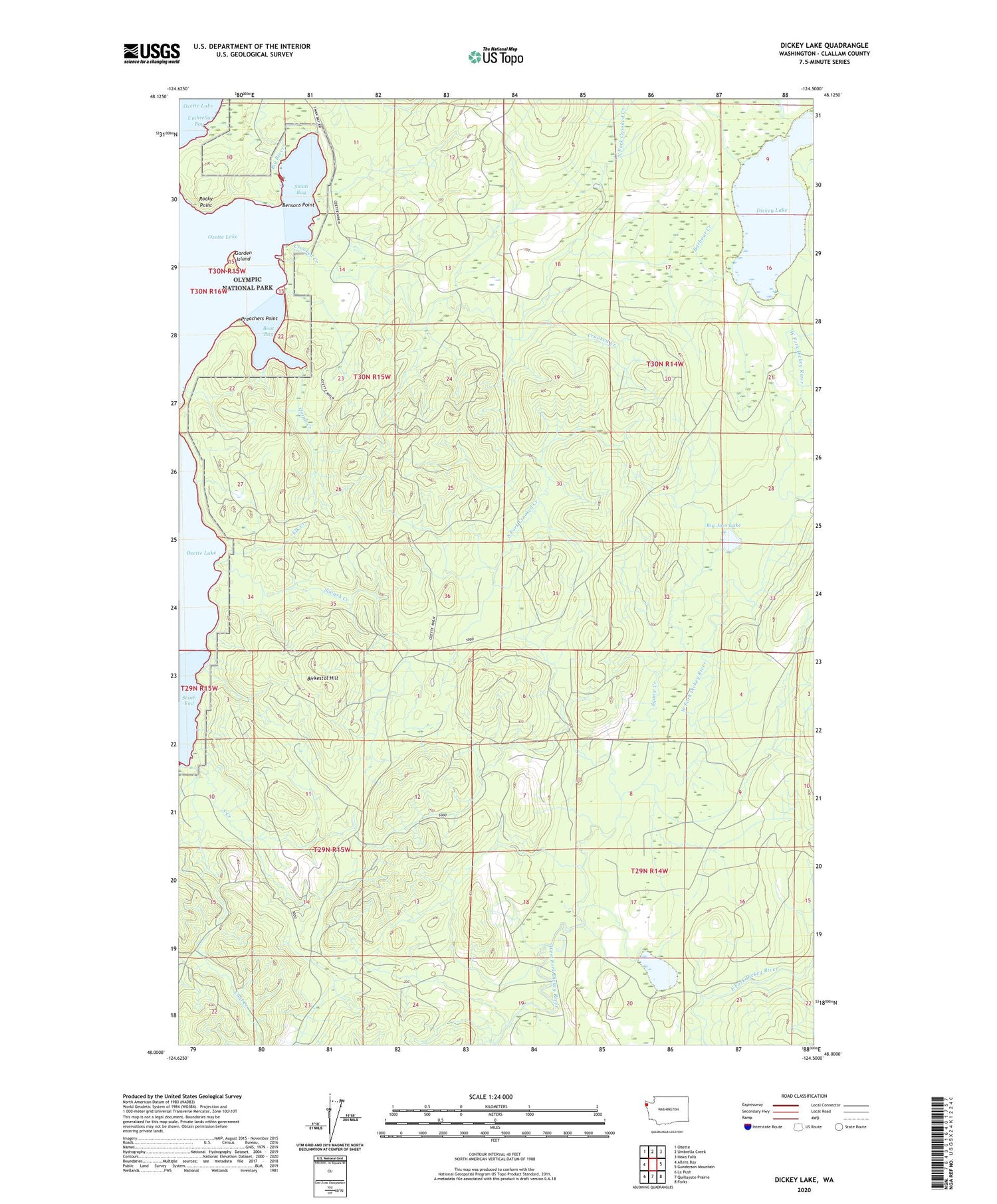 Dickey Lake Washington US Topo Map Image