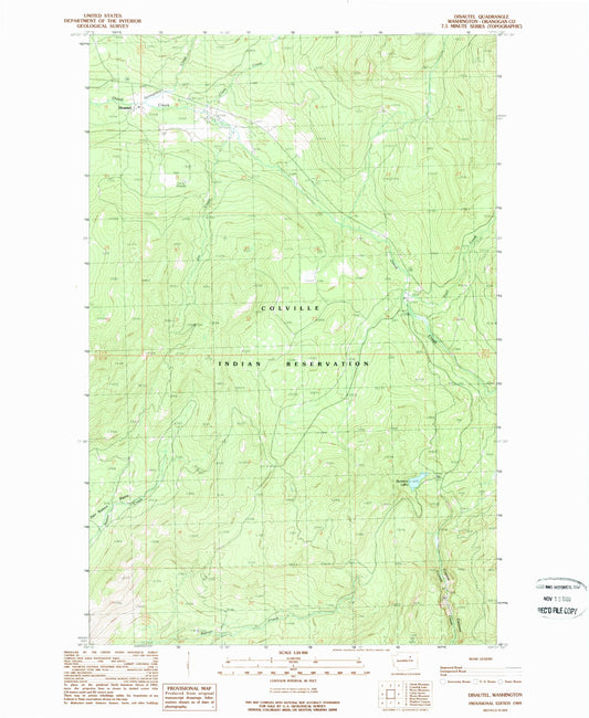 Classic USGS Disautel Washington 7.5'x7.5' Topo Map Image