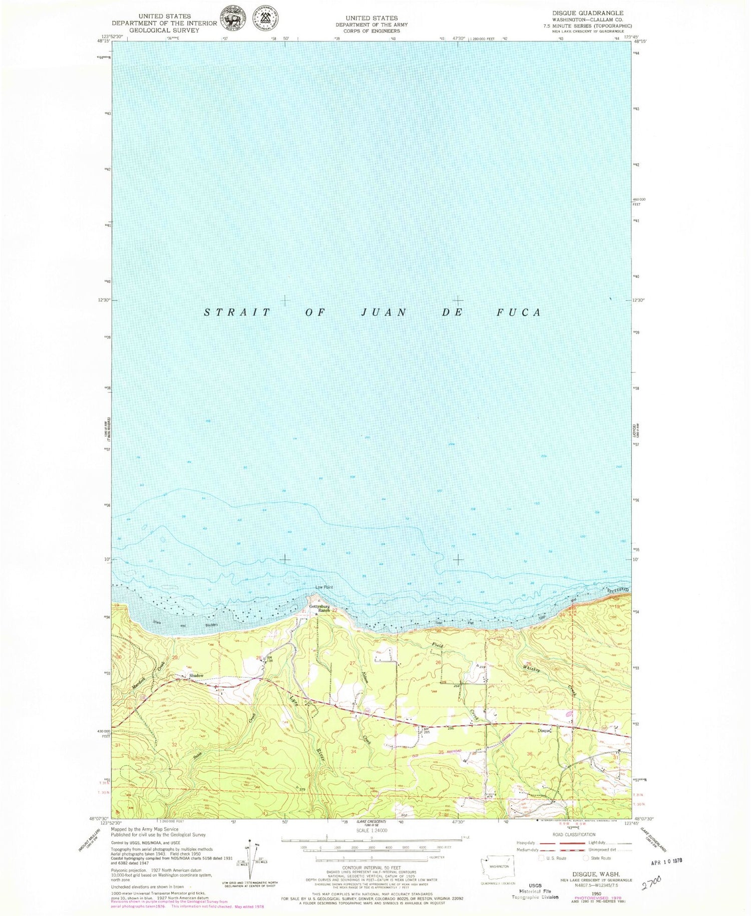 Classic USGS Disque Washington 7.5'x7.5' Topo Map Image